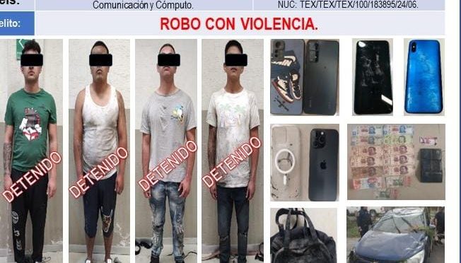 Detienen a cuatro presuntos vendedores de autos por robo con violencia en Texcoco