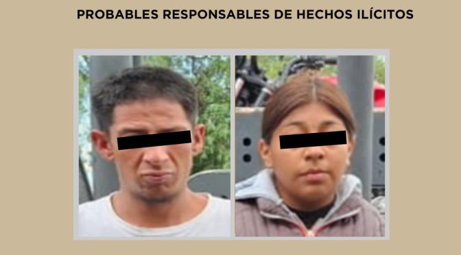 Durante recorridos, la SSEM detiene a dos sujetos por su probable responsabilidad en el delito de robo de vehículo con violencia en San Martín de las Pirámides